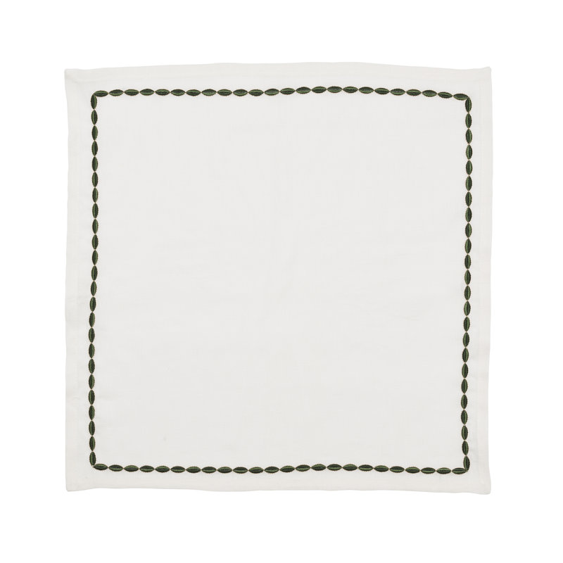 Swag Napkin, White/Green/Gold