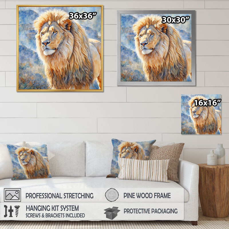 Fierce Lion I - Animals Canvas Print, 36" H x 36" W, Wrapped Canvas