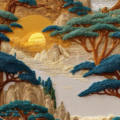 Papier peint paysage abstrait Sunset