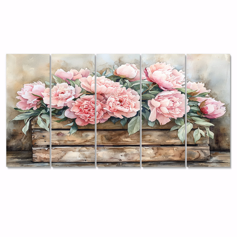Farmhouse Chic Bouquet I - Chic - Art mural traditionnel pour le salon, H 32 po x l 80 po, 5