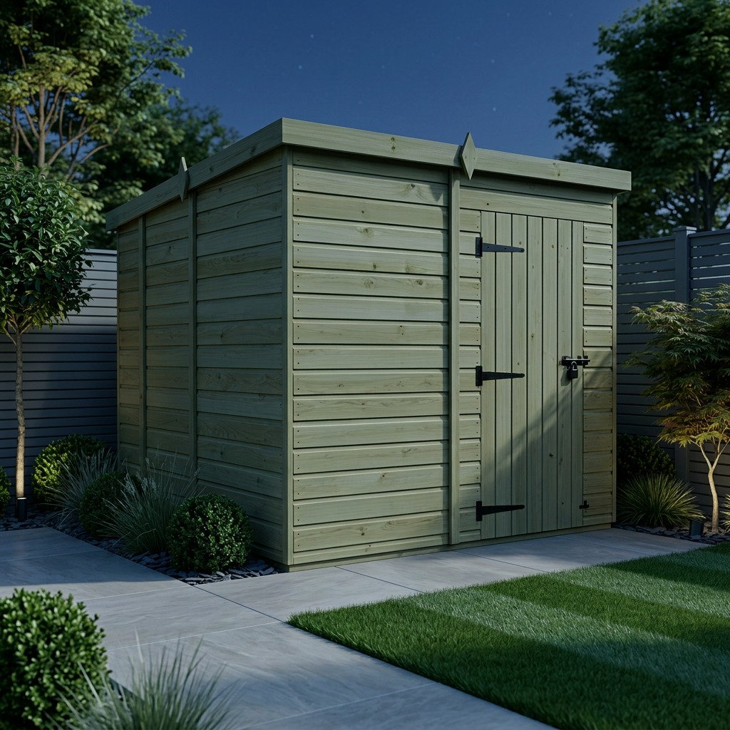 Total Sheds 7ft x 9ft Pent Garden Shed - Single Door - No Windows - Pressure Treated Timber - UK Manufactured