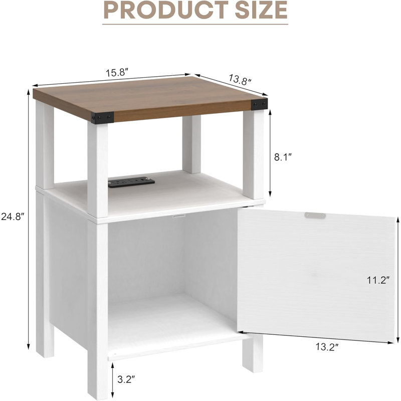 Farmhouse Nightstands with Charging Station