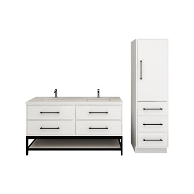 Meuble-lavabo mural avec lavabo et support en acrylique renforcé Victoria