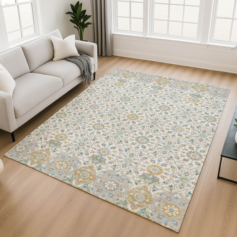 Premium Machine Washable Mayfield AMF2199 panel Rug, Ivory, 10' x 14'