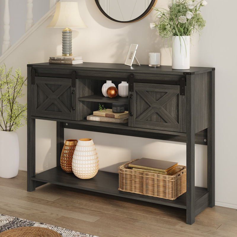 Bragg 46" Wood Console Table, Gray