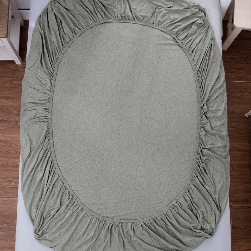 Jersey Knit Fitted Sheet, Grey, Double (4'6)