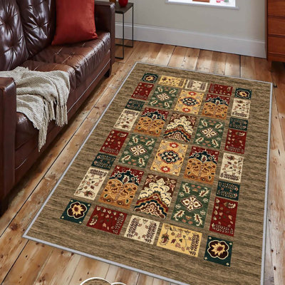 Elegant Hall Carpet, 2.6 x 9.8 Feet | 100% Polyester, 650 g/m², Pile Height: 0.3 Inches | Antibacterial, Non-Slip PVC Dot Underside | Machine Washable, 3D Digital Printing, Ideal for Modern Living Spaces