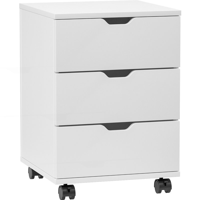 3-Drawer Vertical Filing Cabinet With Casters (Non-Assembled), White