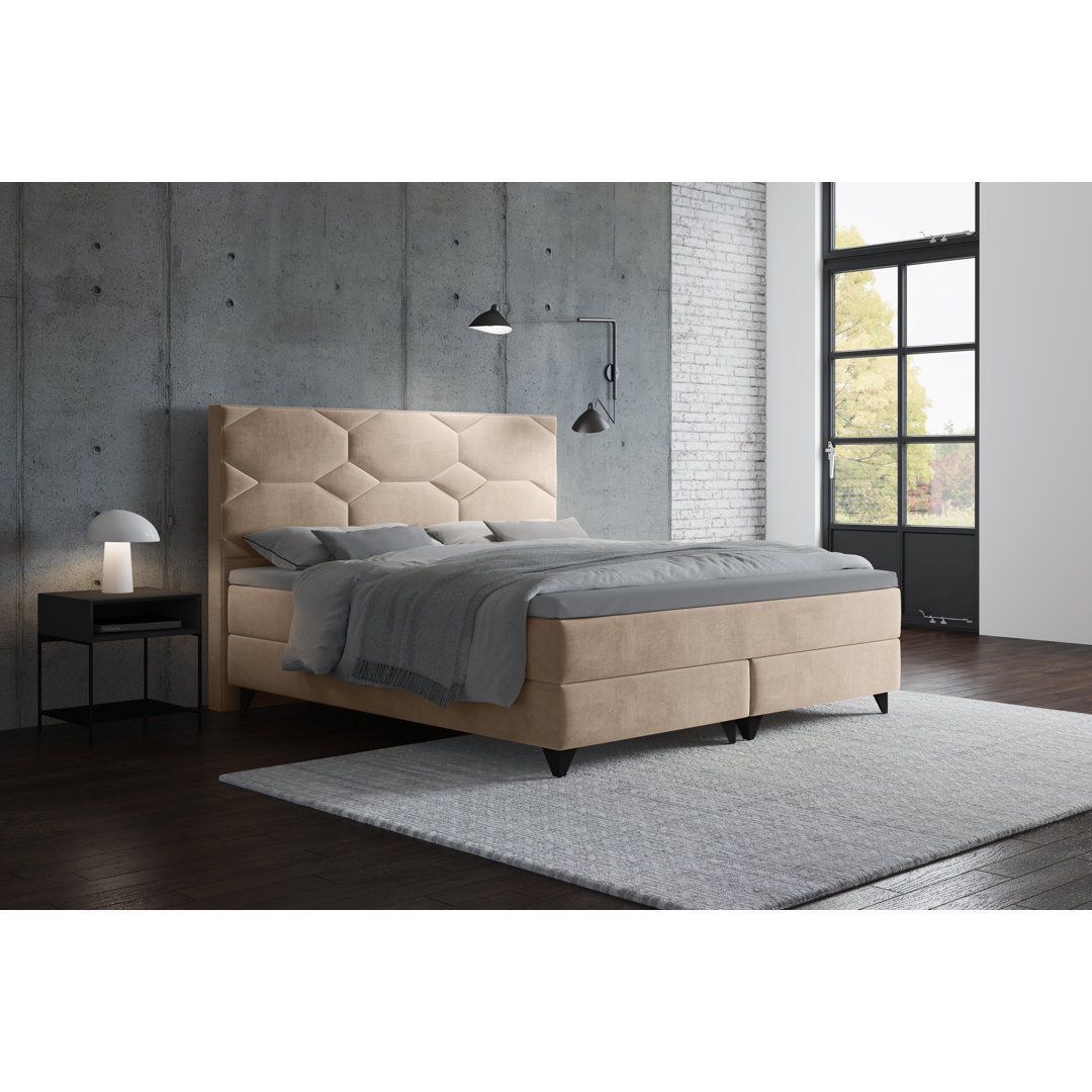 Boxspringbett Adylin mit Premium Visco Topper, mit Samtstoff bezogen