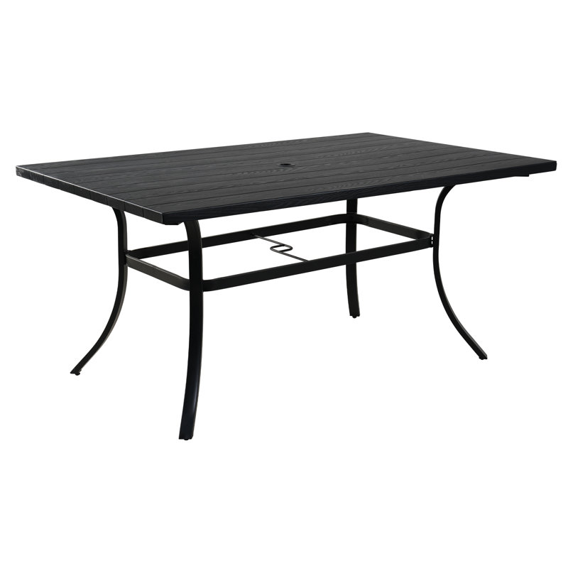 Cast Aluminum Rectangle Bistro Dining Table With Umbrella Hole