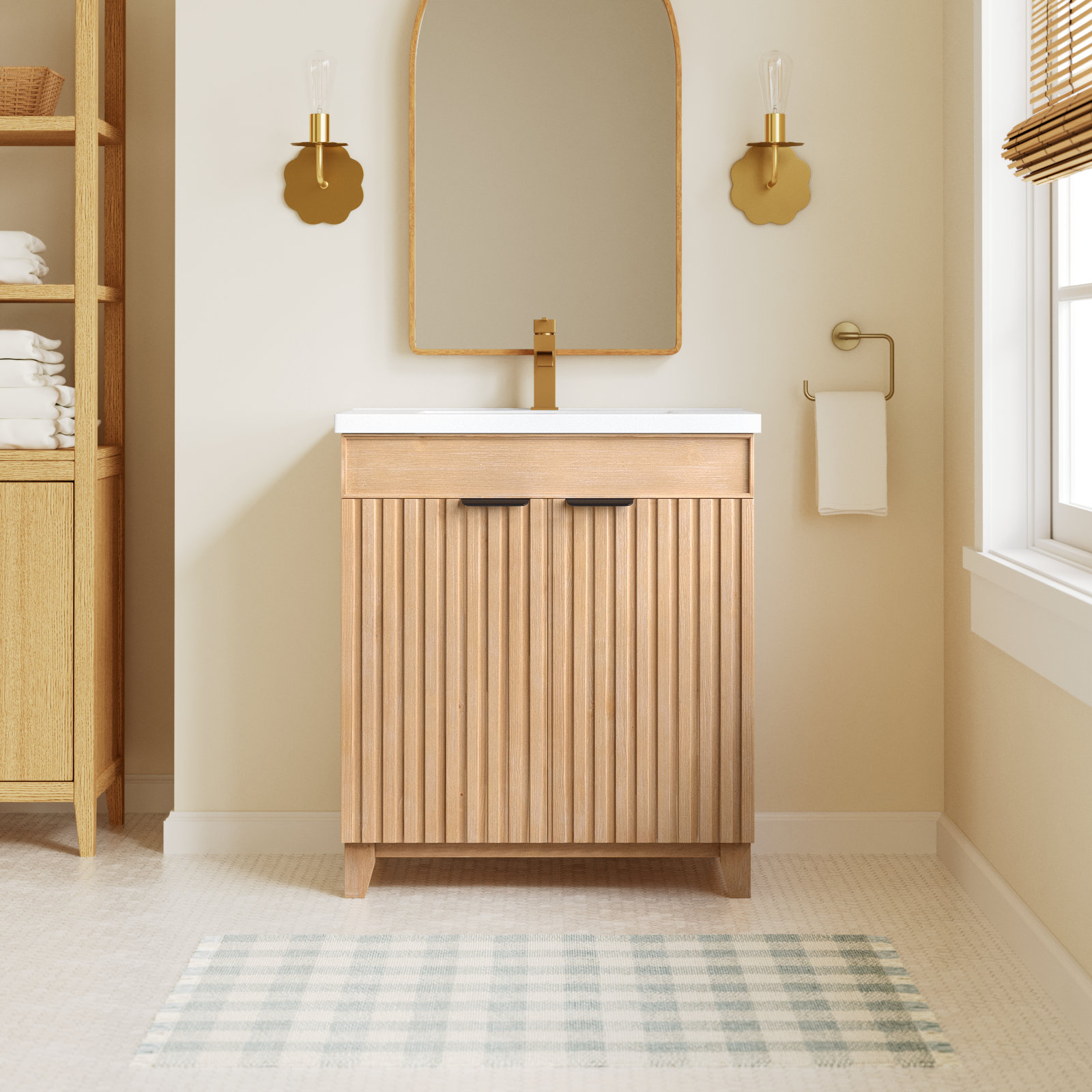 Dansfield 29.9'' Single Bathroom Vanity, Fir Wood Brown, Matte Black