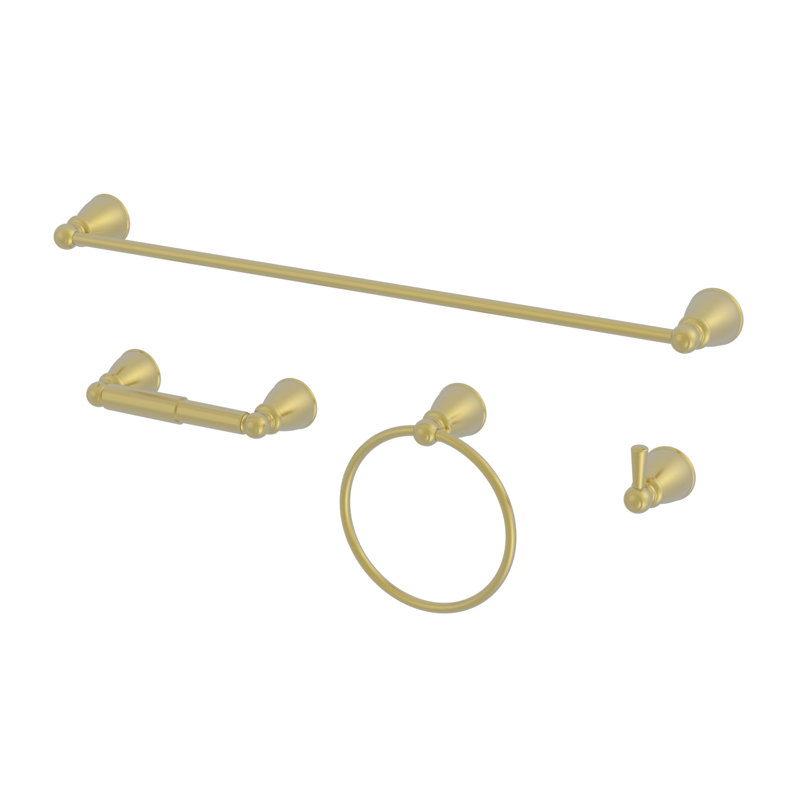 4 - Piece Bathroom Hardware Set, Matte Gold