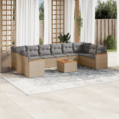  Ensemble de canapé de jardin beige, gris clair