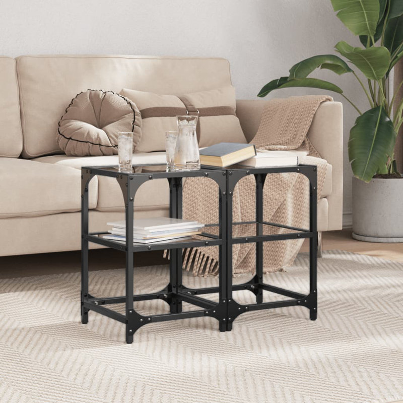 Cuerdas Coffee Table with Storage, 45cm H x 30cm L x 30cm W, Black