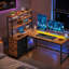 L-Shaped Solid Wood Steel Computer Desk with Built-In Electrical Outlet-744043139-744043197