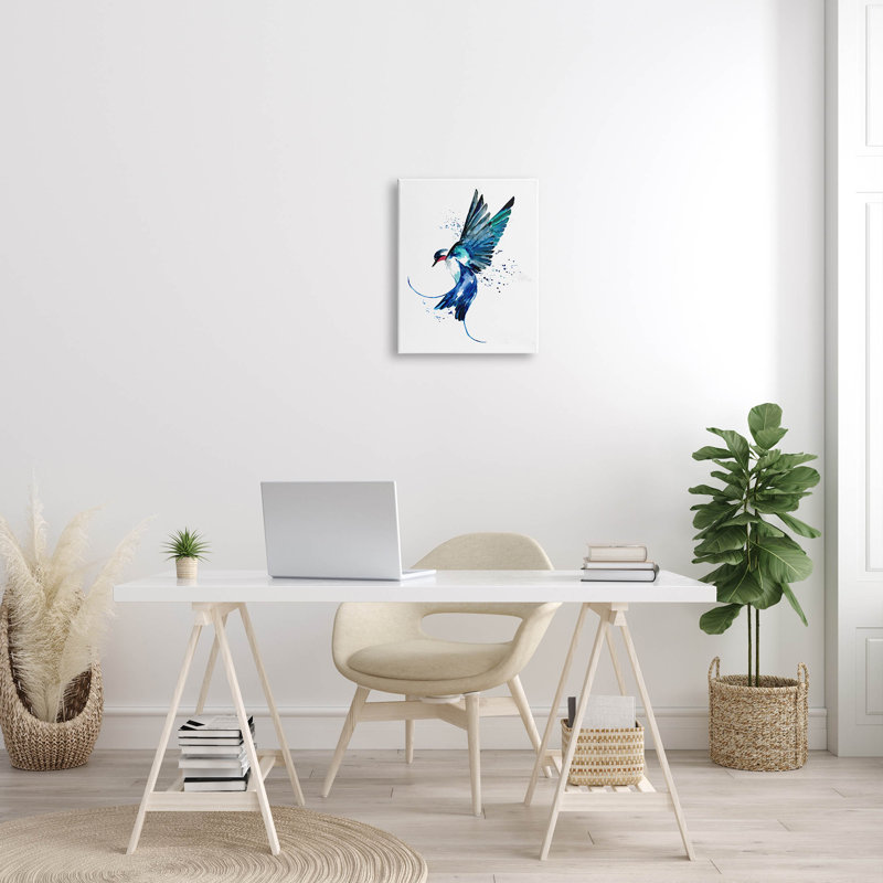 «Blue Bird Flying Wings», art mural par Sebastian Grafmann, H 20 po x l 16 po x P 1,5 po