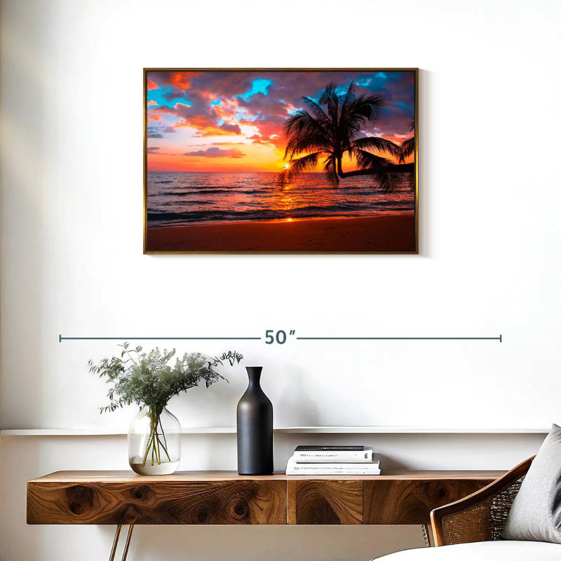 Coucher de soleil sur l'île, Cadre flottant doré, 31 po x 21 po