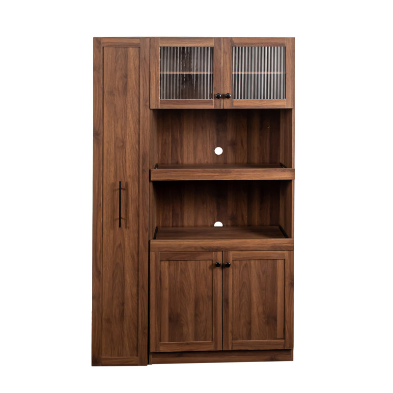 Expandable Farmhouse Kitchen Cabinet with Multi-Tier Pull-Out Storage Shelf System