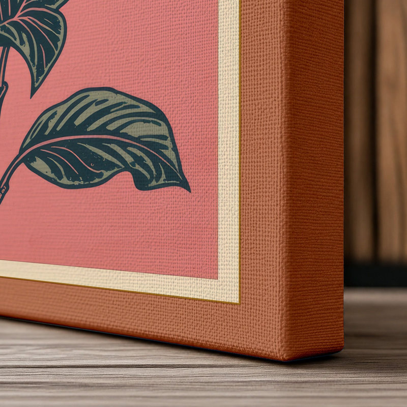 Solitary Bloom Botanical - Wrapped Canvas, 18x12 - 45.7 x 30.5 cm, Terracotta Border