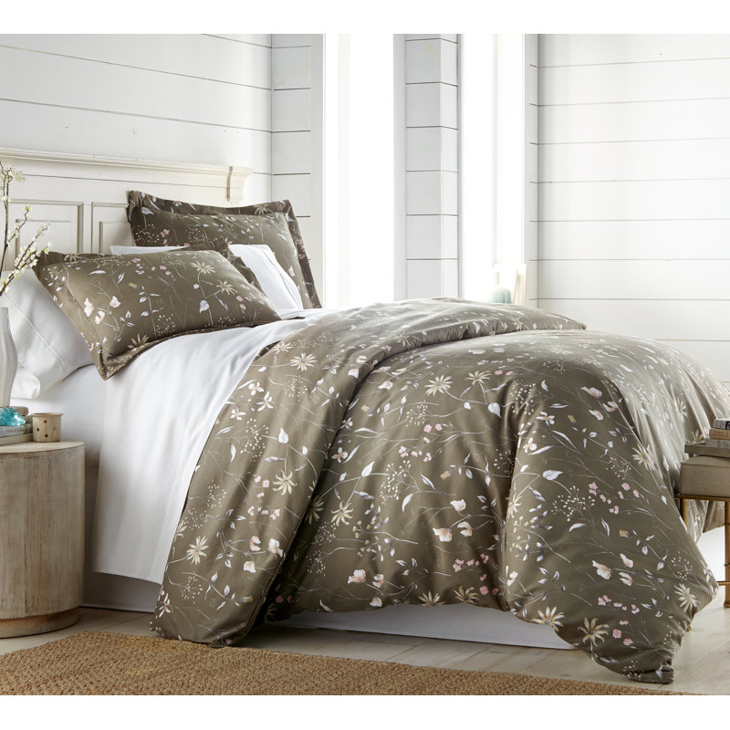 Secret Meadow Collection Microfiber Reversible Comforter Set by Southshore Fine Linens, Olive Brown
