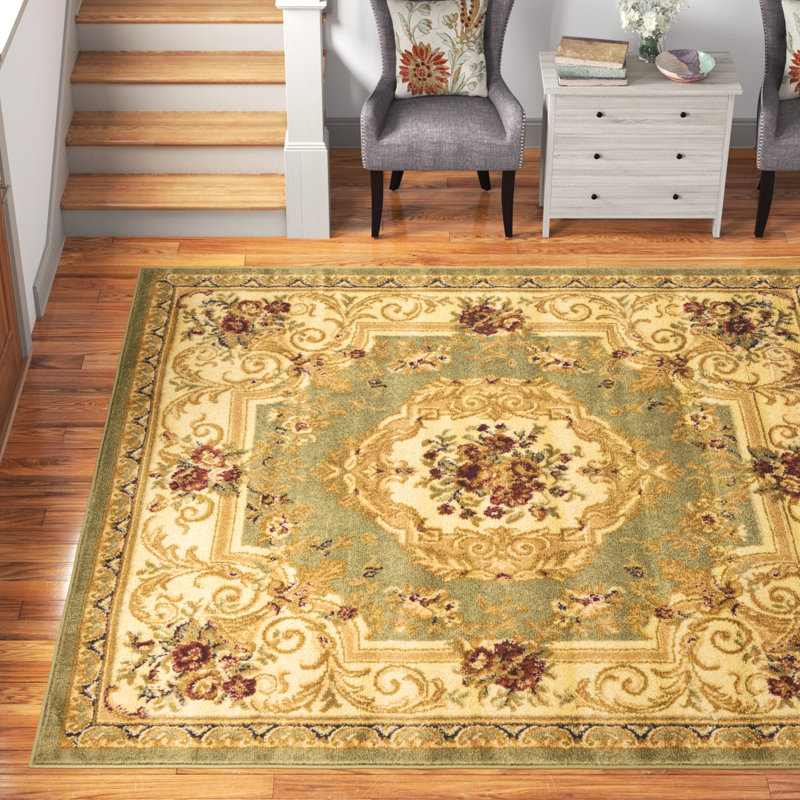 Debora Oriental Area Rug, Rectangle 9' x 12', Green/Beige