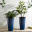Ensemble de 2 grandes jardinières en plastique bleu cobalt à texture ondulée 23,75 po-1235545884