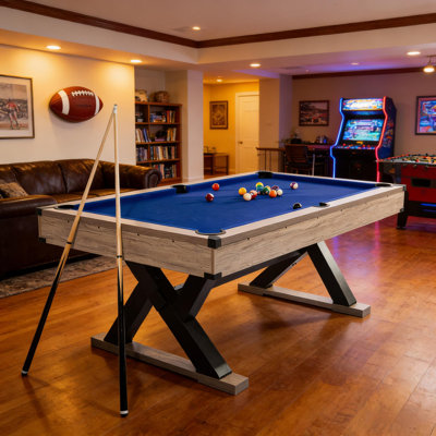 84" Billiard Table Set Includes 2 Cue Sticks, 16 Balls, 2 Chalk, Rack & Brush for Home, Basement