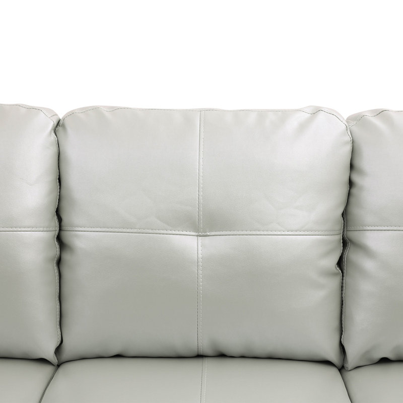 Jayzen 3 - Piece Vegan Sectional, Right Hand Facing, Black, Pearl White Faux Leather