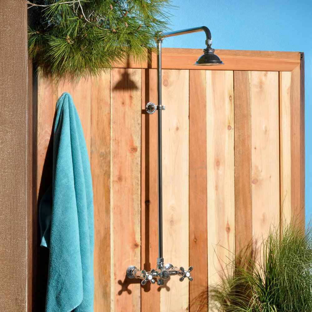 Outdoor Exposed Shower System 36" Wall Mounted Set and Cross Handles Strom Living 