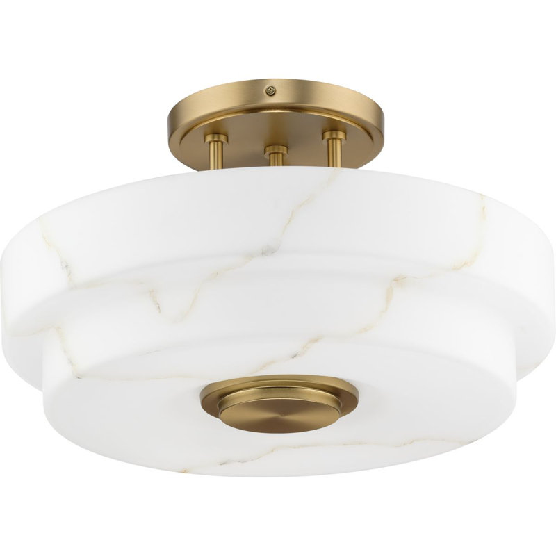 Plafonnier semi-encastré trois lumières de luxe moderne, Bronze brossé