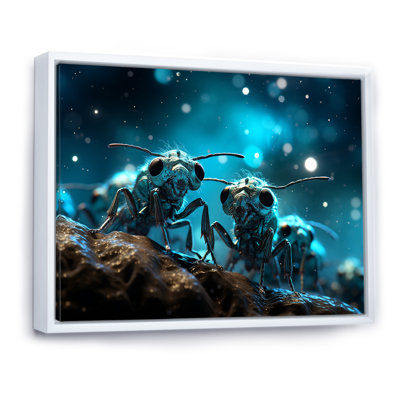 Fourmis lunaires argentées sur toile