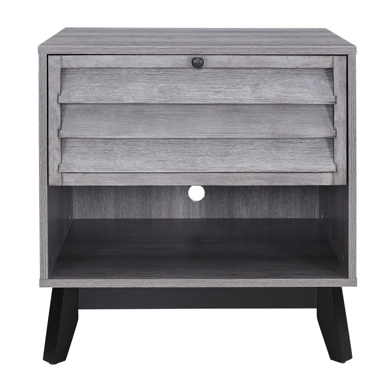 Merced Solid Wood End Table, Grey Oak