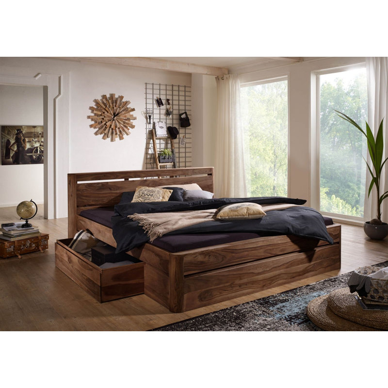 Toronto Solid Wood Bed, Drawers, European Kingsize (160 x 200 cm)