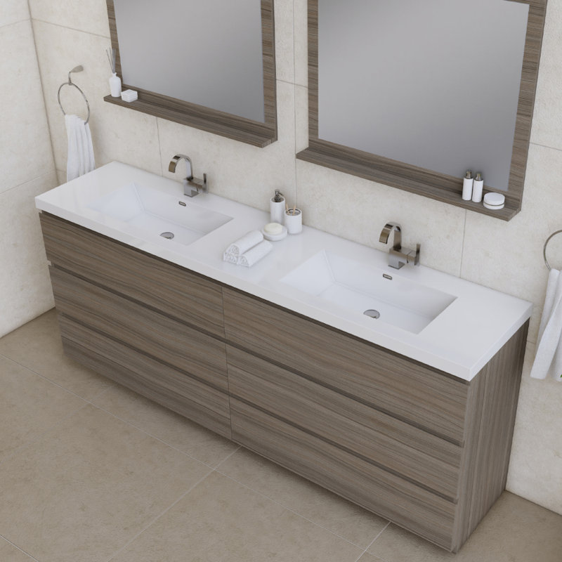 Ensemble de meuble-lavabo double 84 po Arjina, Gris