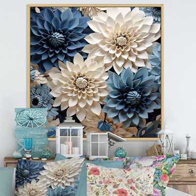 Symphonie blanche et bleue sur toile