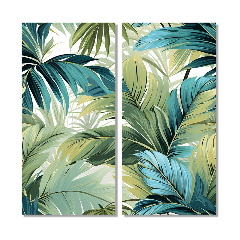 Palmier, motif tropical - art mural vert, H 40 po x l 40 po, Toile tendue, Ne s’applique pas