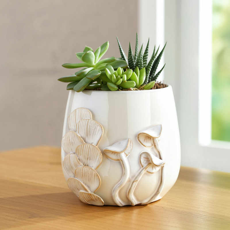 Handmade Stone Planter, 9" H x 8" W x 7" D
