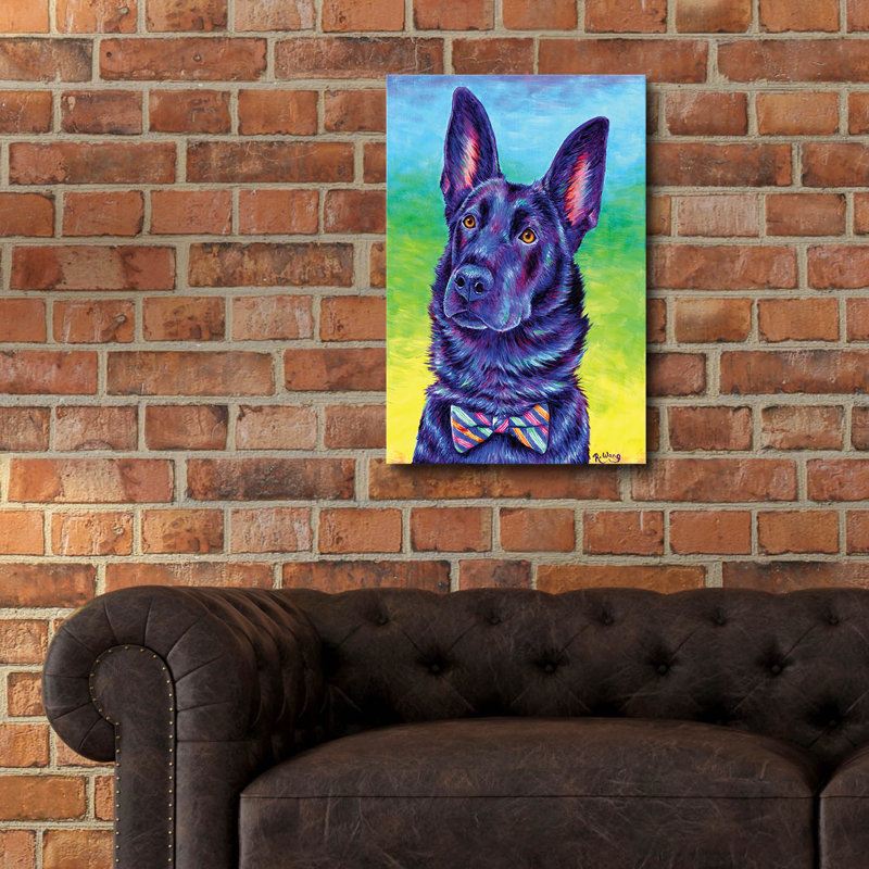 «Colorful Black German Shepherd» par Rebecca Wang Art, H 24 po x l 16 po x P 0,2 po
