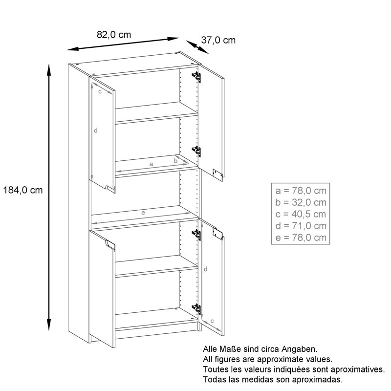 Mazeppa 4 -Door 4 -Shelf, Bordeaux 