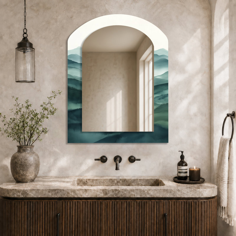 Miroir mural abstrait - Cool Mist Valley, impression sur métal, 43" x 33"