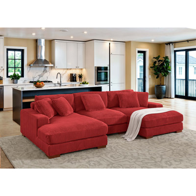 Grand canapé modulaire à double assise en velours côtelé Large Seating