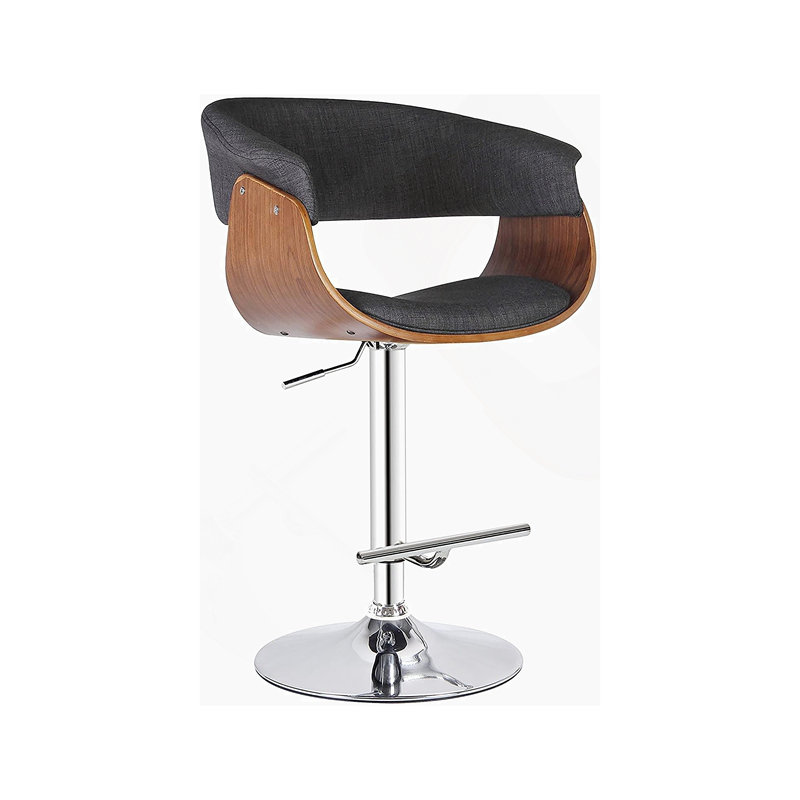 Tabouret de bar pivotant réglable en chêne patiné avec accoudoirs