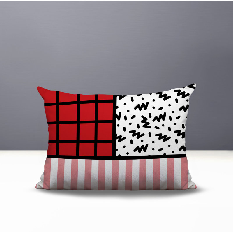 Oreiller rectangulaire réversible intérieur / extérieur Minka, Rouge, Rectangulaire H 18 po x l 25 po