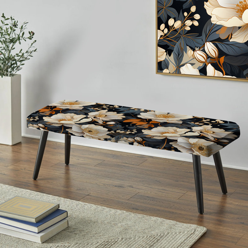 Neill - Banc rembourré floral noir
