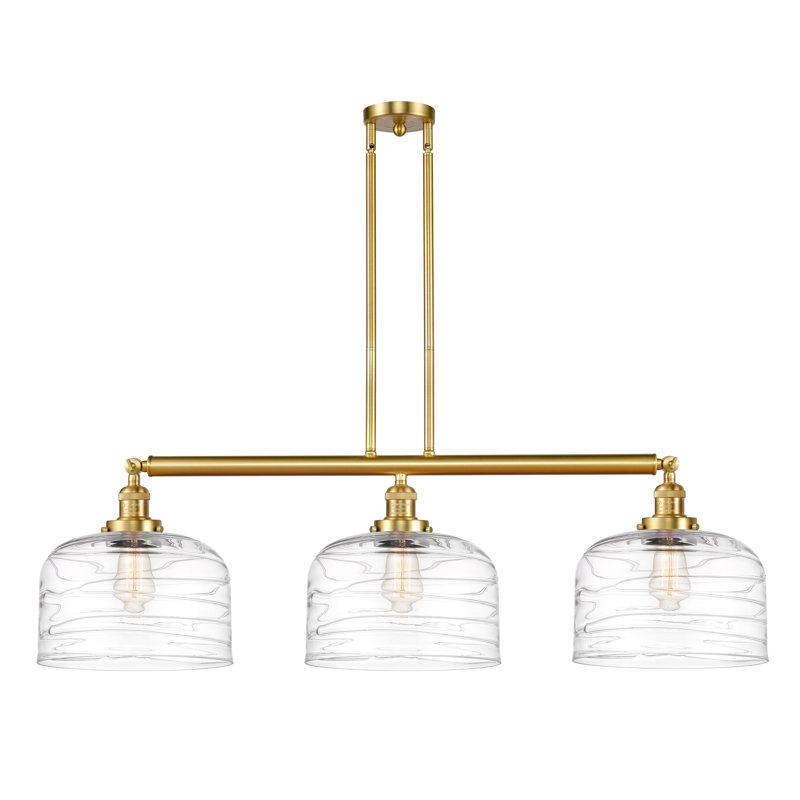 Luminaire suspendu linéaire à 3 lumières pour îlot de cuisine Ankitha, Or satiné