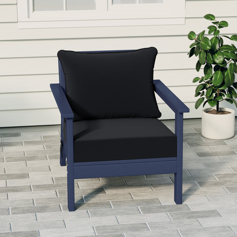 Hydea Deep Seating Chair With Cushions, Navy Blue, Black