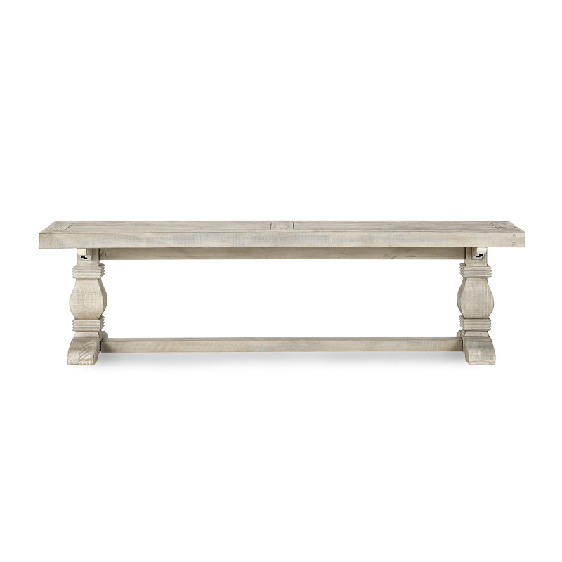 Kasey Wood Bench, 18" H x 66" W x 16"D, Distressed Ivory