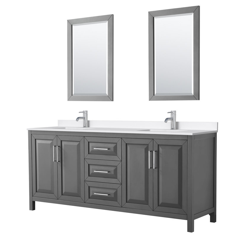 Daria 80'' W Vanity, Polished Chrome, Gray, Giotto Quartz