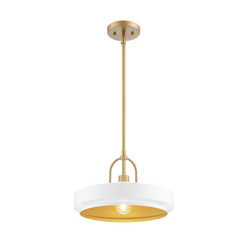 Luminaire suspendu tambour 1 lumière Klavdja, Or, Blanc