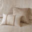 Couette brodée 8 pièces pour lit king size - Fausse soie, beige, grande durabilité